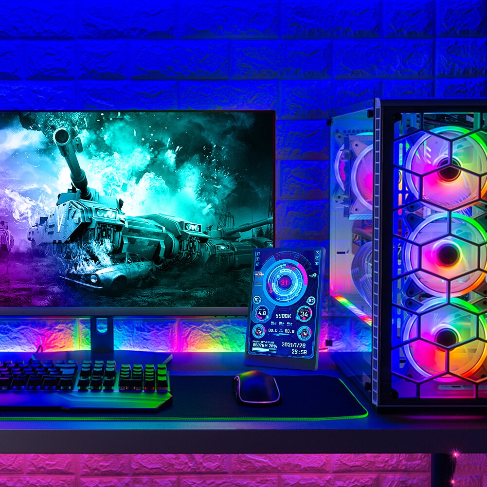 Neueste 3,5 Zoll IPS Typ-C Sekundären Bildschirm Computer CPU GPU RAM HDD Monitor mit Halterung USB Anzeige AIDA64 für Mini ITX fallen