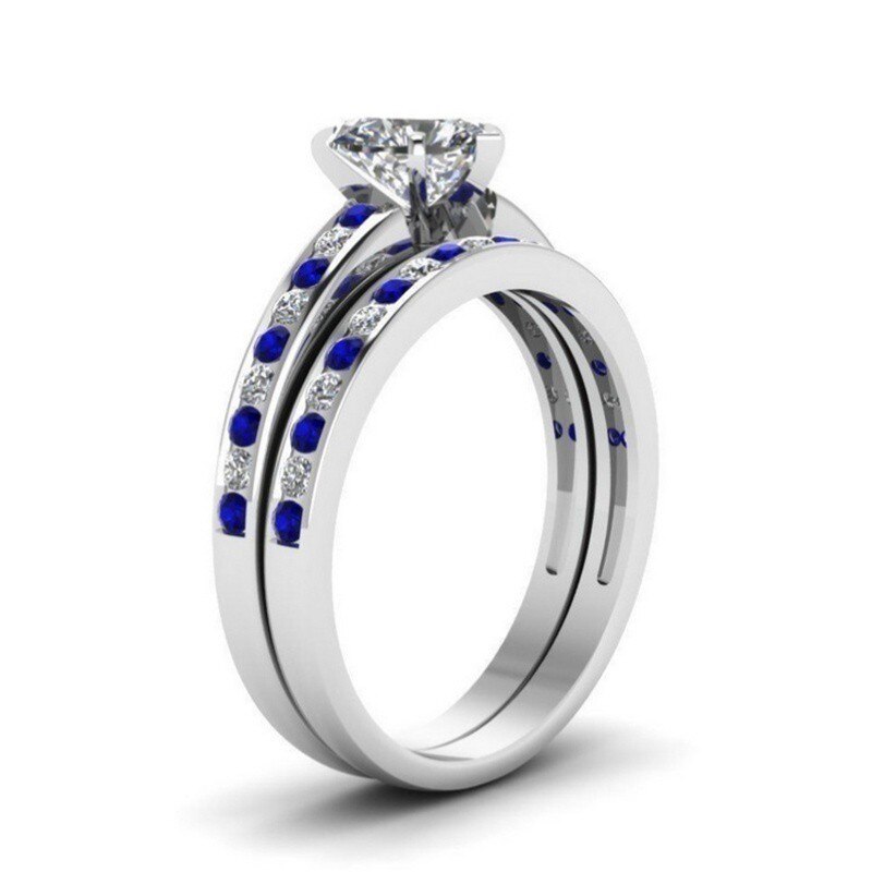 Mode Product Populaire Ingelegd Blue Zircon Engagement Ring