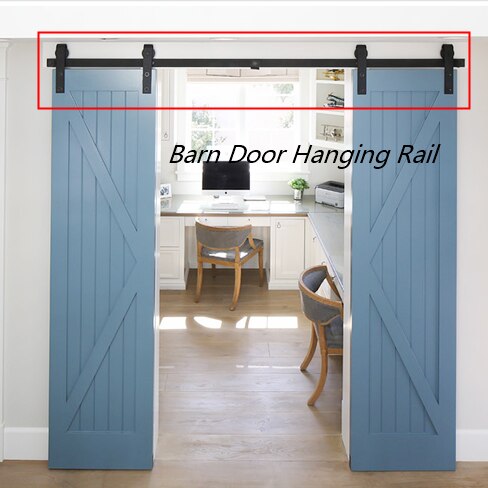 Barn Door Hanging Rail Carbon Steel Barn Door Hanging Rail Mechanism Furniture Wood Door Sliding Track Kit France HWC