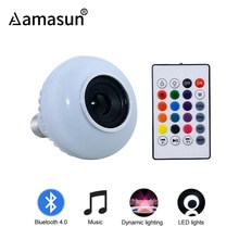 Bluetooth Lamp E27 LED Lamp Audio Muziek Lamp RGBW Speaker Licht 220V 110V 12W 24KEY Remote controller voor iOS Android