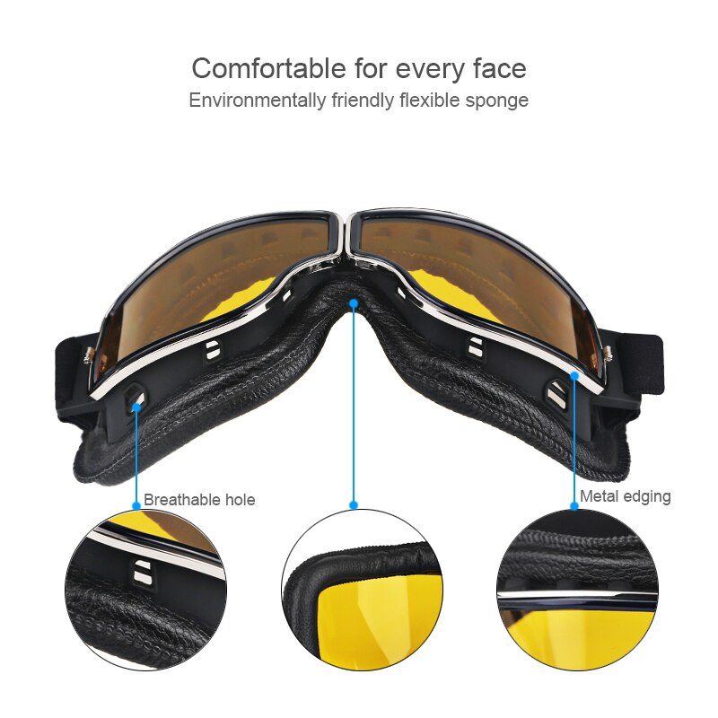 Windproof Motorcycle Vintage Goggles Moto Motorbike Goggles Retro Helmet Cycling