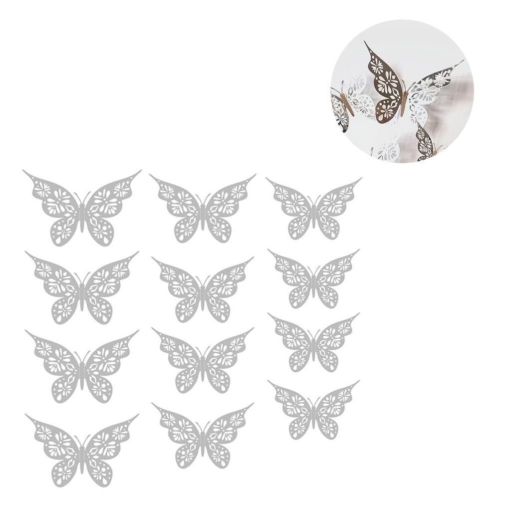 12Pcs/Set Golden 3D Hollow Out Paper Butterfly Wall Sticker Party Shopping Window Home Decor For Kids Room Sticker Mural