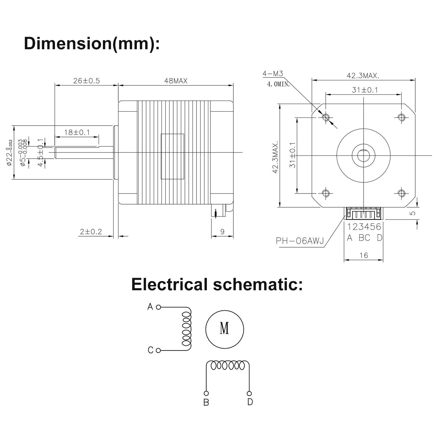 Usongshine 5 Teile/los Nema17 Schrittmotor 42 Motor- 48Mm Nema 17 Motor- 42Bygh 1,5 EINE (17Hs8401) Motor- 4-Blei Für 3D Drucker Cnc Xyz
