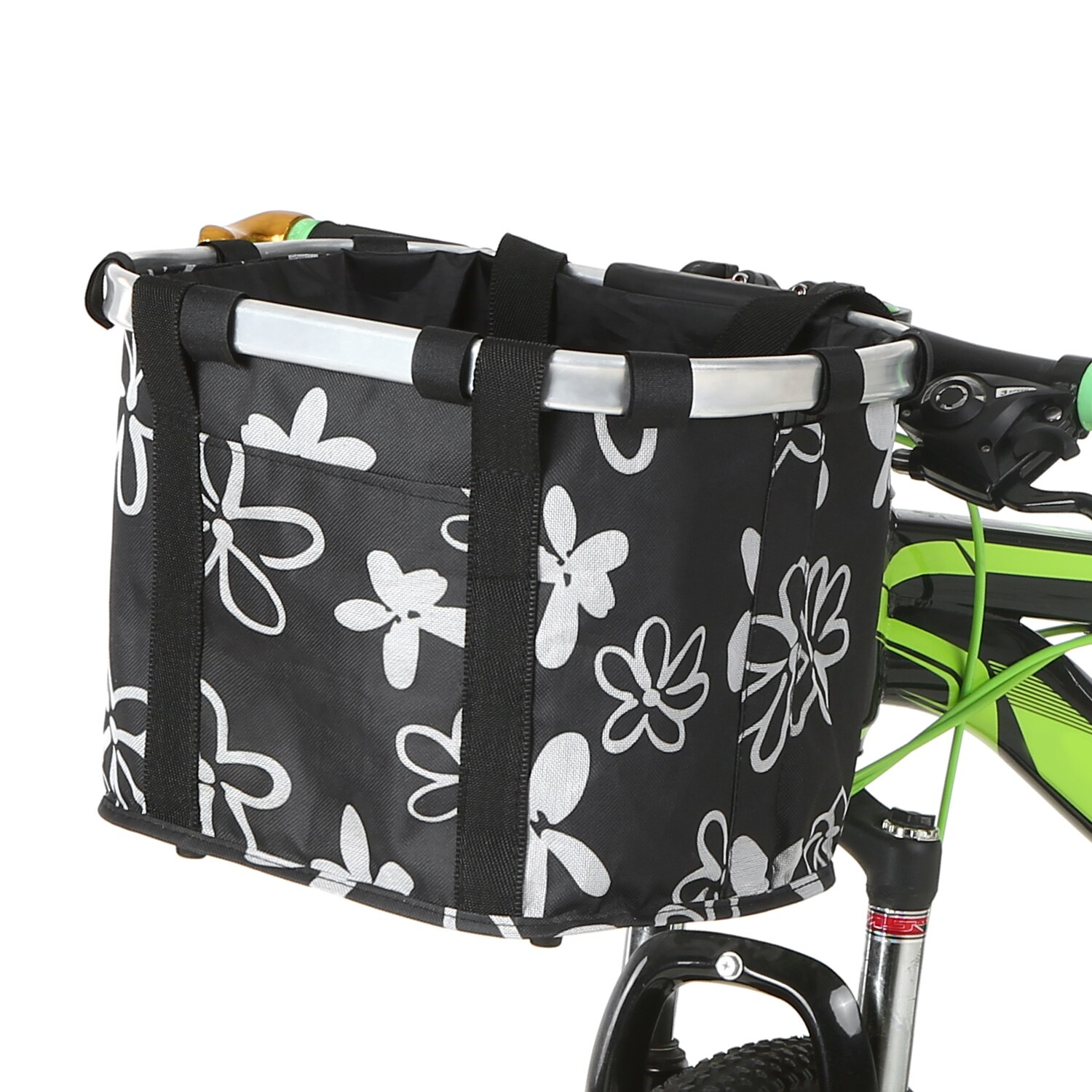 Folding Bike Basket Small Pet Cat Dog Carrier Bag Detachable Bicycle Handlebar Front Basket Cycling Front Bag Handbag: Color 2