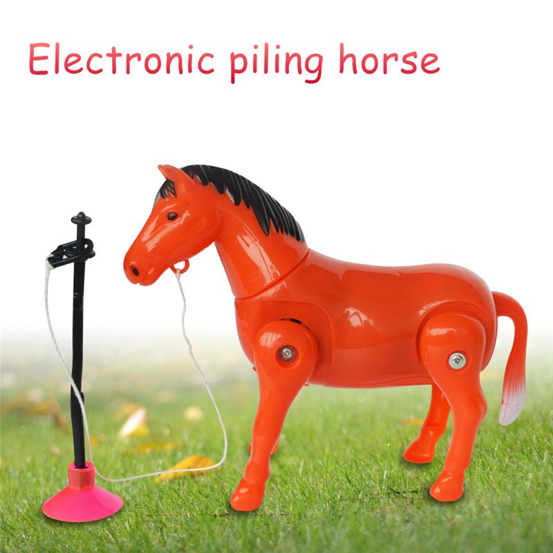 Caballo eléctrico de plástico alrededor de la pila de juguete de círculo divertido de dibujos animados Juguetes Educativos de desarrollo para niños
