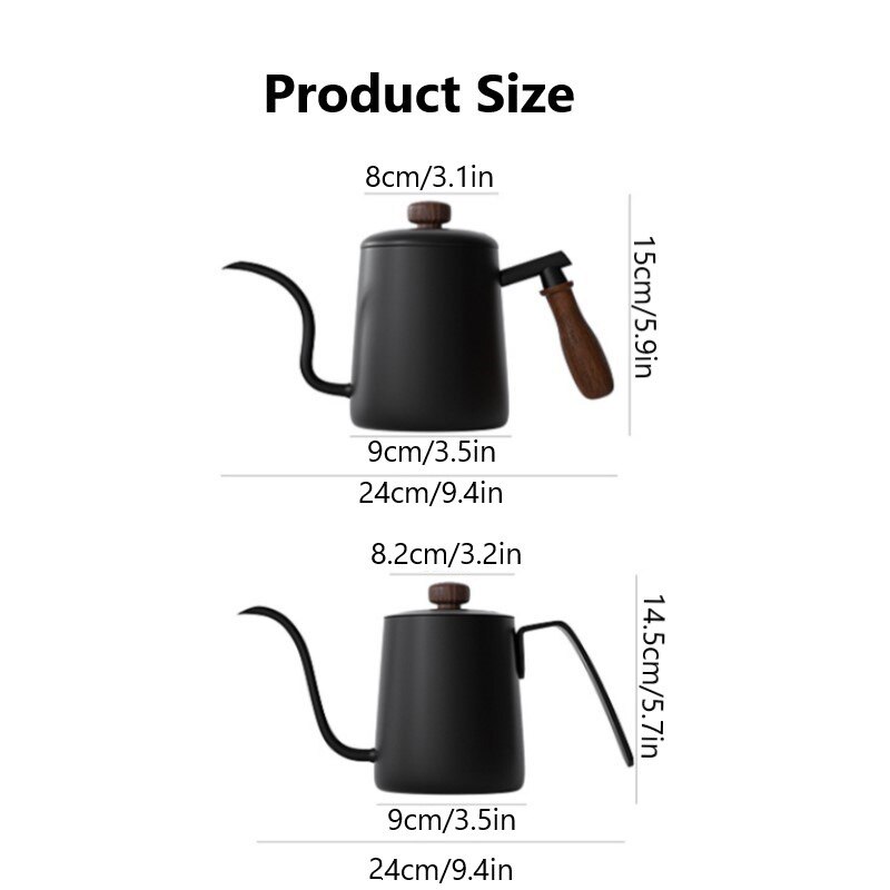 600ml Hand Coffee Pot 304 Stainless Steel Long Mouth Thin Mouth Pot Commercial Appliance With Lid Coffee Kettle