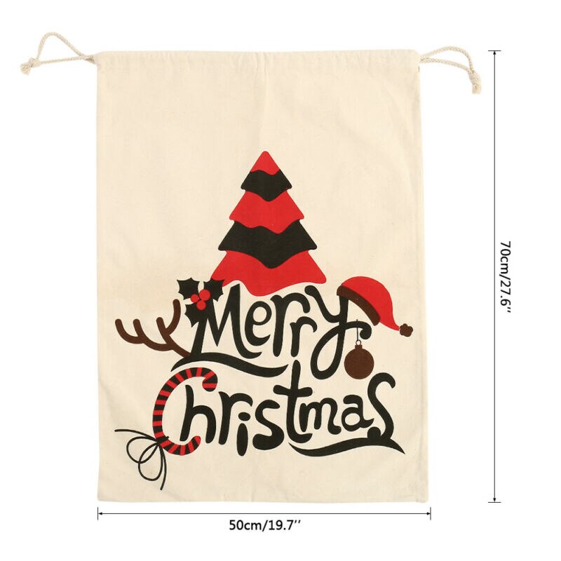 20X28 "Canvas Kerst Zakken Katoen Jute Santa Xmas Personaliseer Zak Snoep Houders