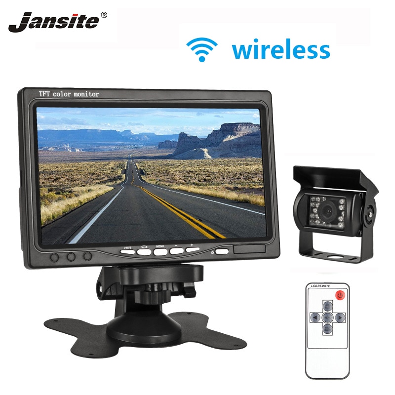 Jansite 7inches TFT LCD Draadloze en Bedrade Auto Achteruitkijkspiegel Monitor Reverse Assistance Camera Paking Systeem met achteruitrijcamera