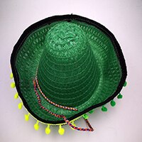 Summer Kids Mexican Straw Hats Sombrero Party Festive Spanish Hat Child Costume Accessory L3: green