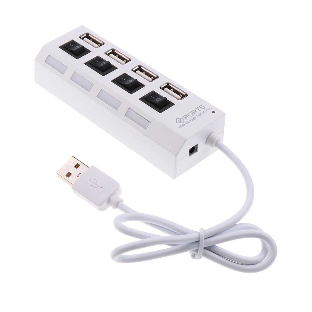 4- -poorts usb 2.0- hub voor mac pc usb-flashstations met aan/uit-schakelaars