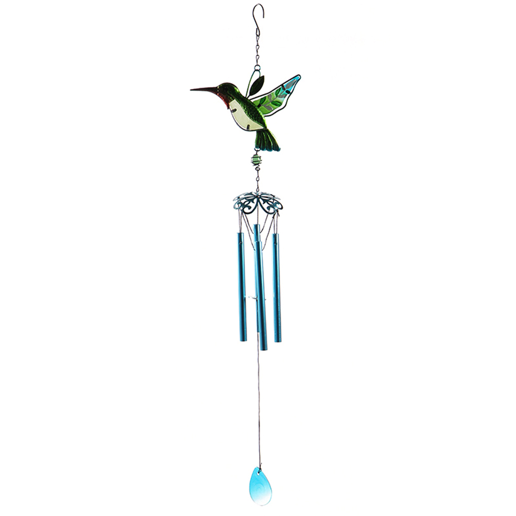 1PC verre colibri vent carillon fer Tube éolien cloches artisanat pour la maison jardin décoration 75x18x1cm