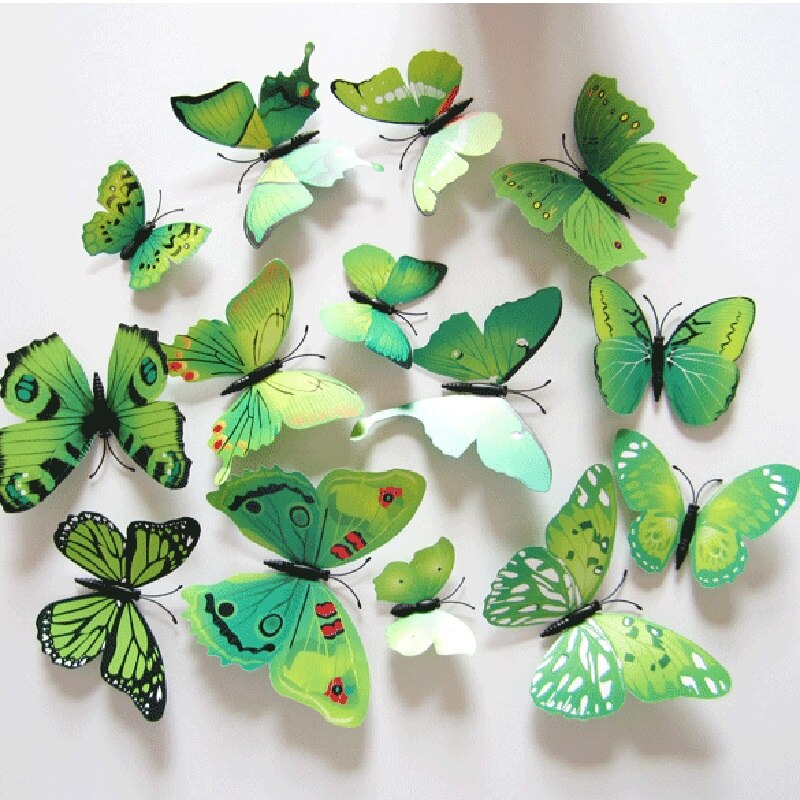 12pcs/ Set 3D Three-Dimensional Pvc Simulation Butterfly Home Decoration Wall Stickers Refrigerator Stickers