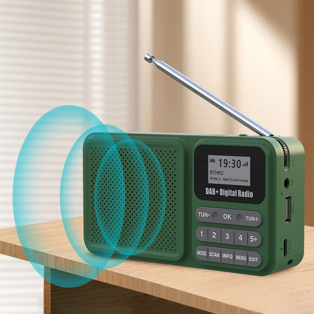 Portable DAB Plus Digital Radio with Bluetooth Solar Powered Rechargeable Speaker Supports USB TF Card MP3 Playback