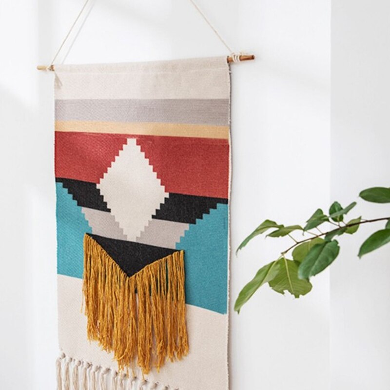Macrame tapiz tejido a mano tapiz musulmán de borla de Bohemia tapices para colgar en la pared Marruecos Boho apartamento Decoración de casa