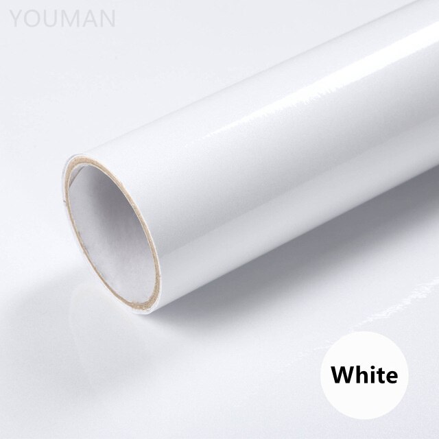 DIY Contact Paper Waterproof Self Adhesive Wallpaper Wardrobe Kitchen Cabinet Furniture Renovation Wall Stickers 60cm Width Film: White