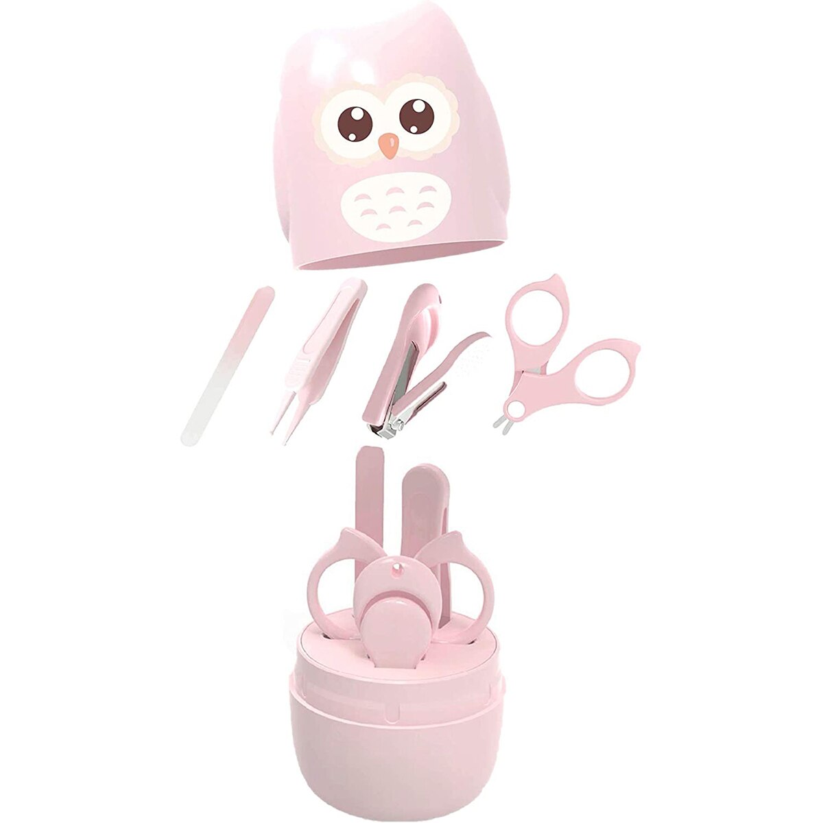 BY Baby Nail Clippers 4 Piece Set Cartoon Owl Children Kids Boy Girl Safety Mini Scissors Nail Clipper Tweezers and Nail File