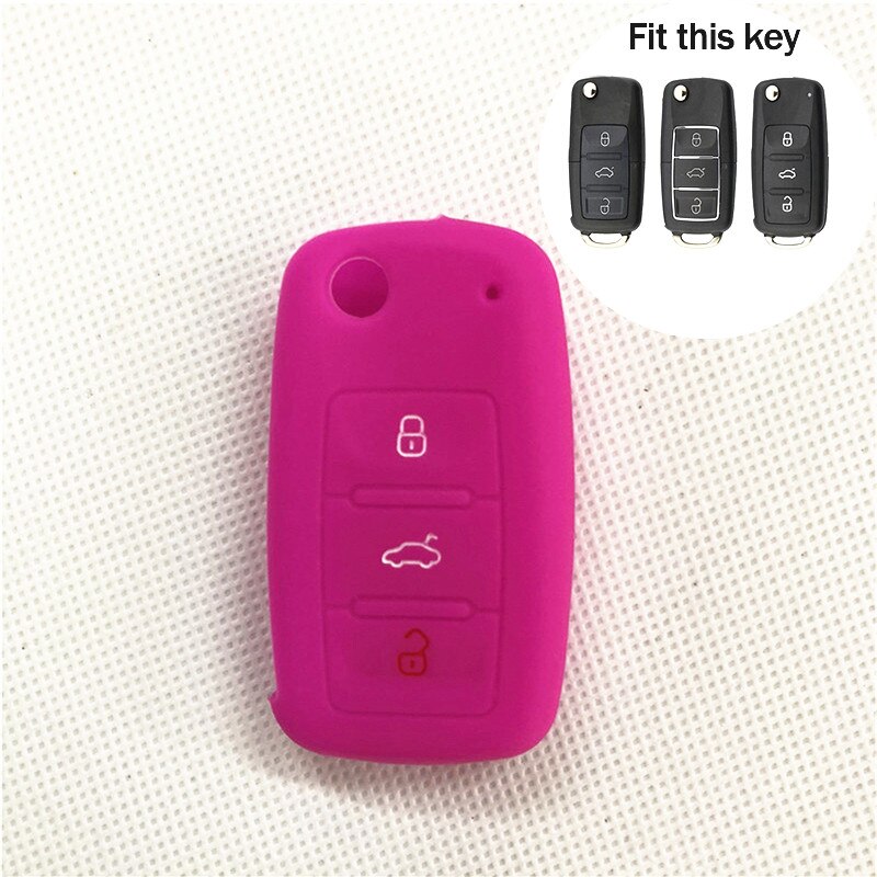Funda de silicona para llave de coche, cubierta para Volkswagen Polo Passat B5 Golf 4 5 6 Jetta Mk6 Tiguan Cross Fox Plus Eos Scirocco Beetle: A type rose