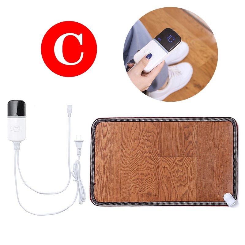 3 Style Adjustable Leather Heating Foot Mat Warmer Electric Heating Feet Leg Warmer Carpet Thermostat Home Office Warming Tools: 10 Level Timing