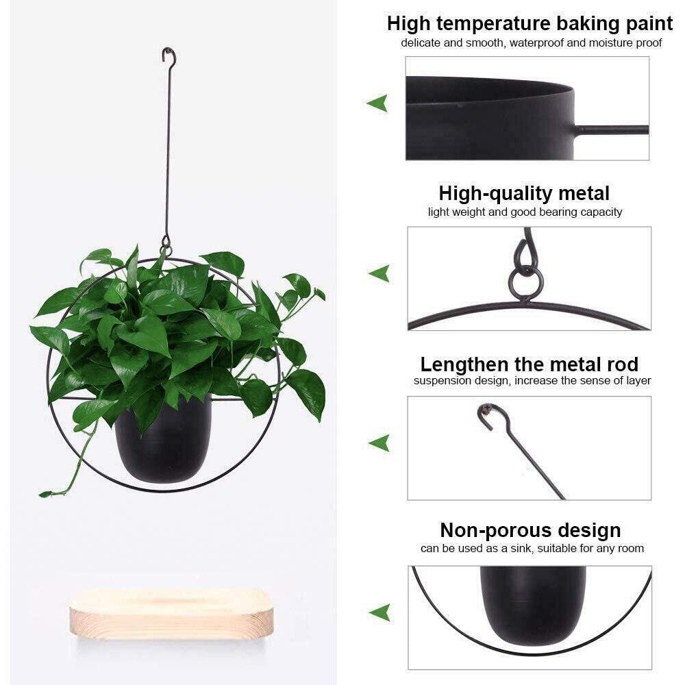 Hanging Flower Pot Chain Set - 2 Pcs Metal Iron Basket Hanger - Wall Mount Balcony Decor