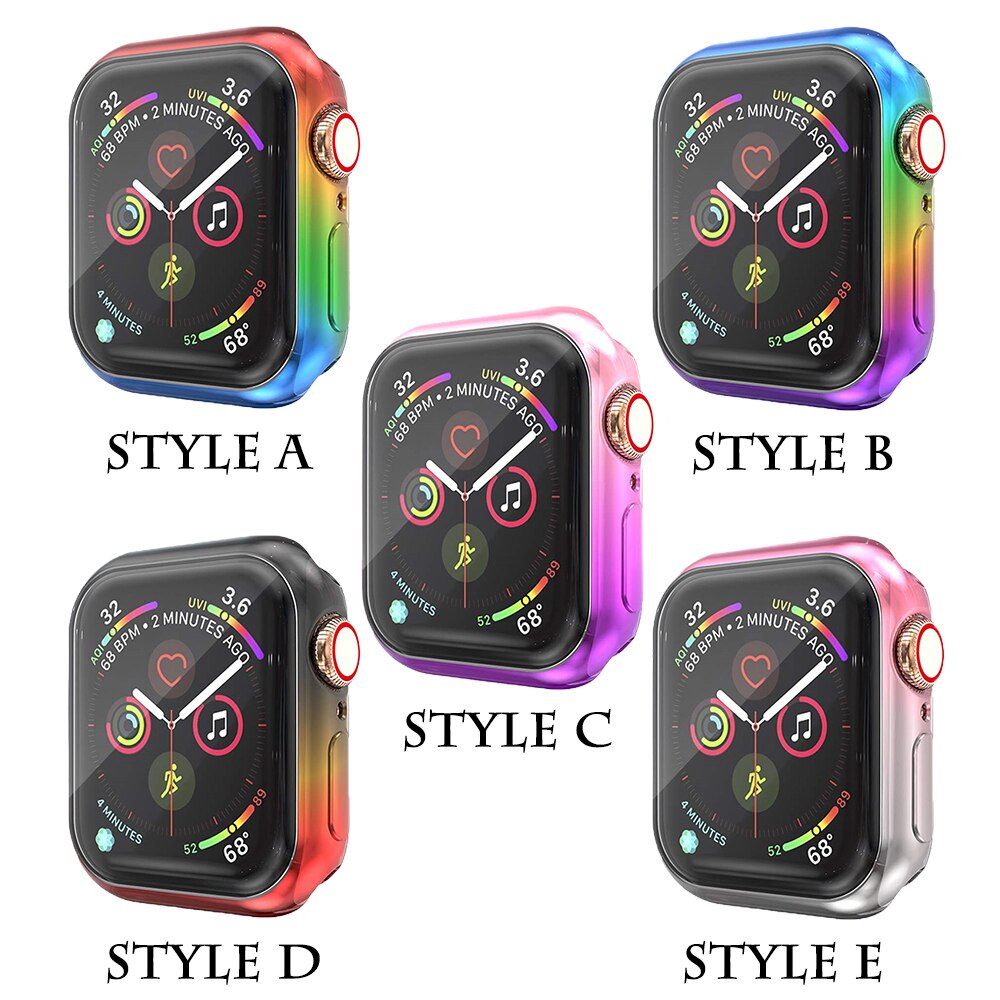 5 carcasas de de Color degradado para Apple Watch Series SE 6 5 4, cubierta protectora delgada, parachoques de para iWatch 44MM 40MM: Apple Watch 40MM