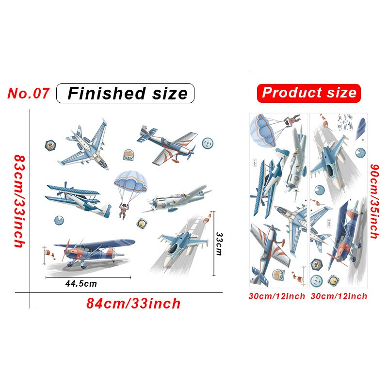 10 styles Cartoon Airplane Wall Stickers for Children Bedroom Kids room Wall Decor Nursery Wall Decoration PVC Sticker: No.07