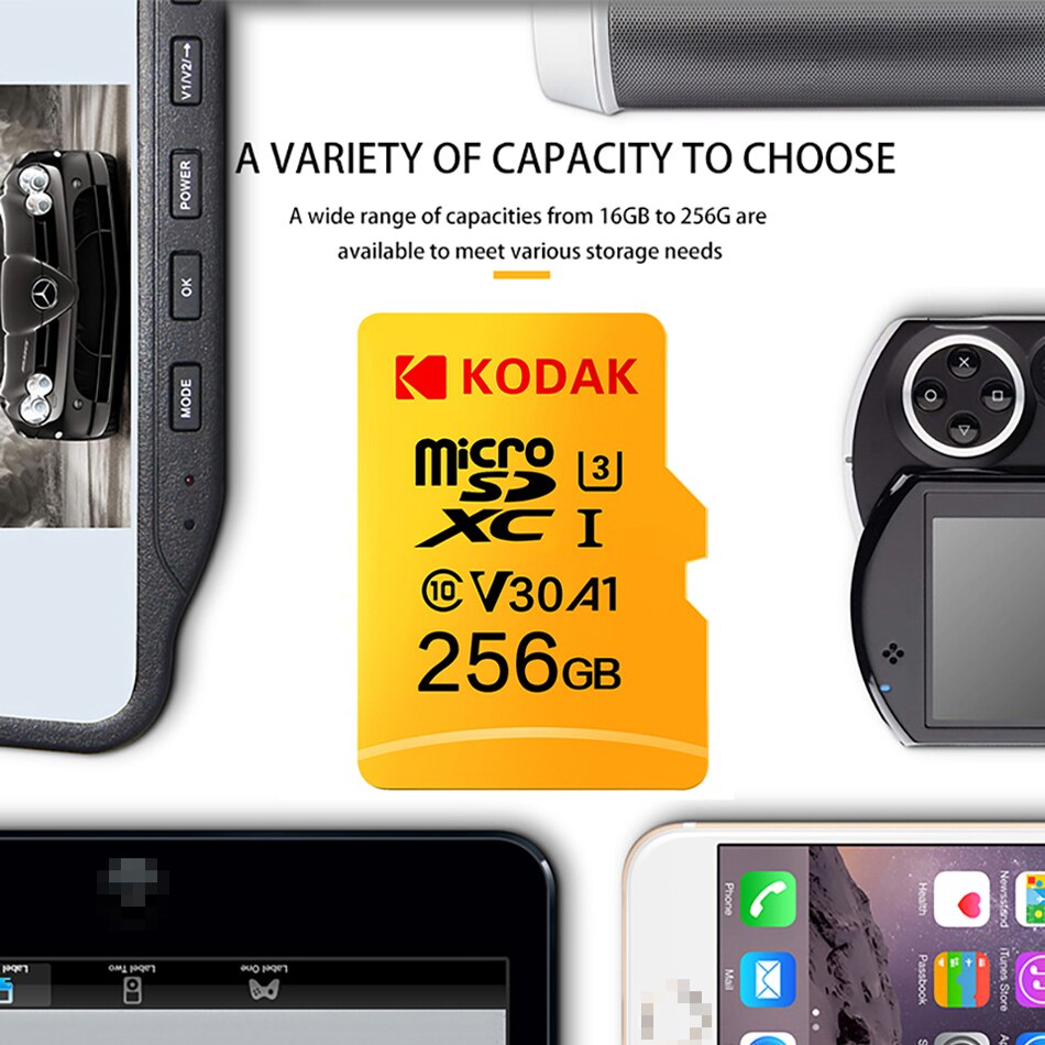 Kodak – carte mémoire micro sd, 100 mo/s, 128 go/32 go/64 go, Ultra TF, classe 10, V30, U3, pour appareil photo et téléphone macbook