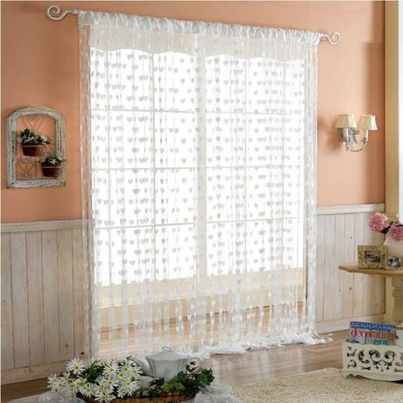 Goedkoopste String Gordijn voor Woonkamer Deur Kwastje Screen Room Divider Blind Venster Drape Hart Panel Chinese Gordijnen: White