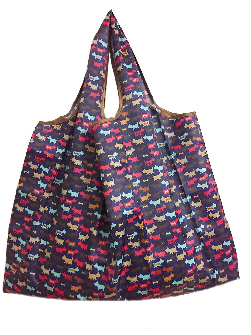 1pc opvouwbare, herbruikbare, nylon eco-handtassen, opbergtassen, reistassen, boodschappentassen: Bruin