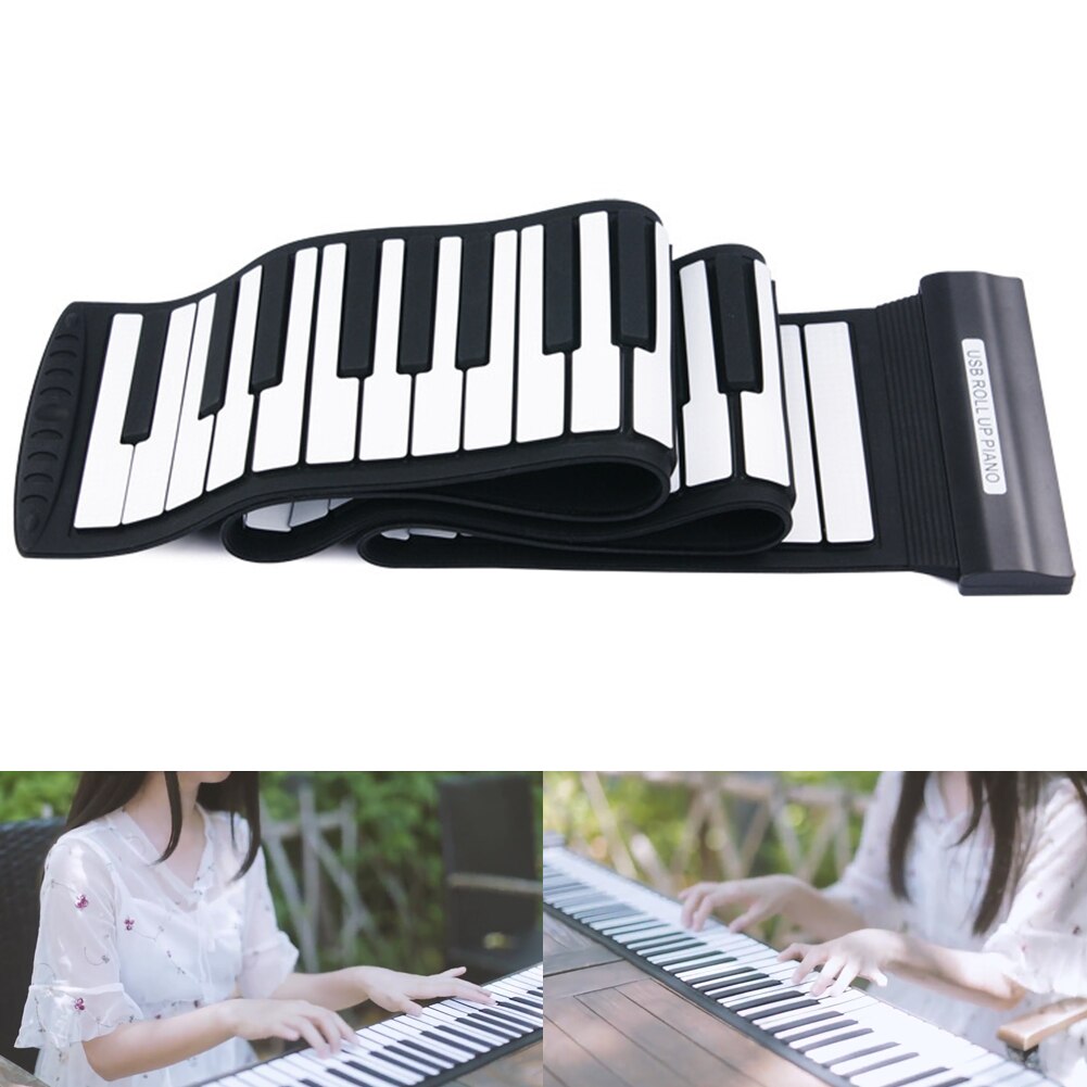 Piano enrollable Digital de 88 teclas recargable para principiantes música electrónica enrollable Piano de silicona plegable con altavoz
