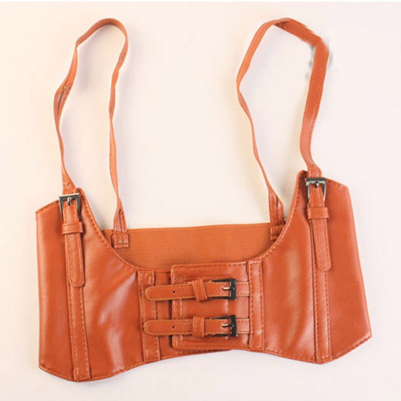 Women's Corset Vest Steampunk Harness Strechy Waistcoat Wide Cincher with Buckle Wide Belt Clothing Accesoories: Camel