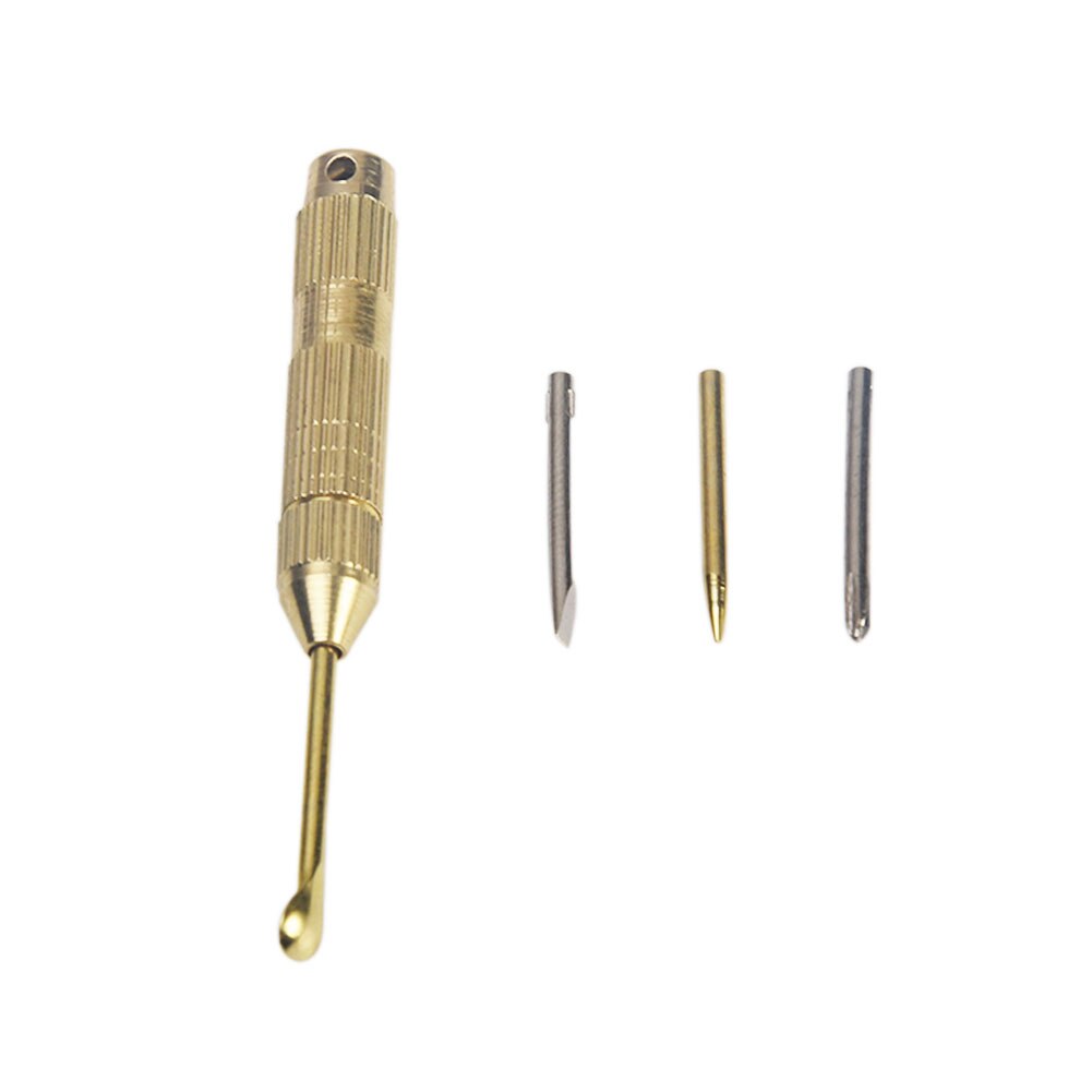 Draagbare 4-In-1 Multi Tool Set Cross Schroevendraaier Tandenstoker Priem Oor Pick Pin Koperen Sleutelhanger