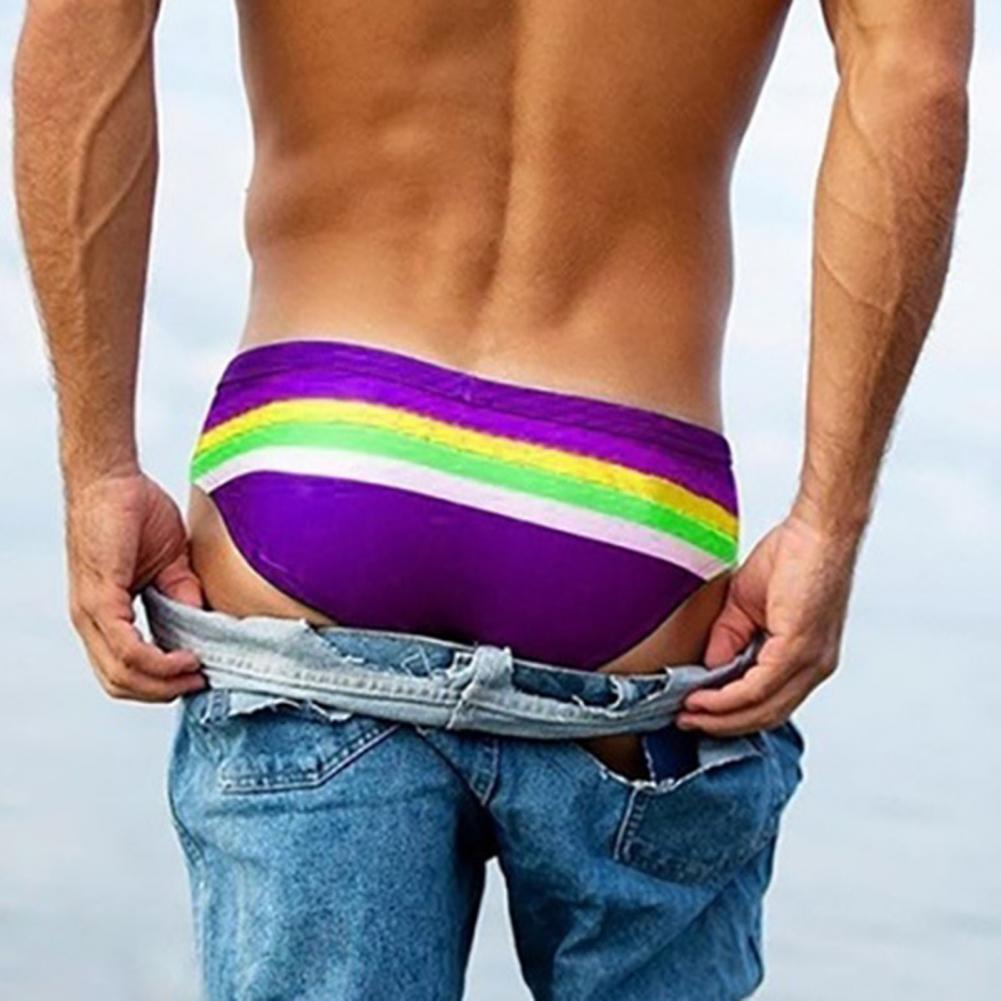 Chic Male Striped Pattern Swimming Briefs Swimming Briefs Lightweight Comfy