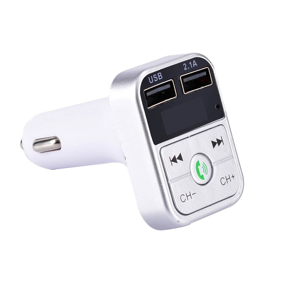 B2 Usb Charger Auto Fm-zender Draadloze Radio Adapter Dual Usb Charger Bluetooth Mp3 Speler Ondersteuning Handsfree Bellen: Zilver