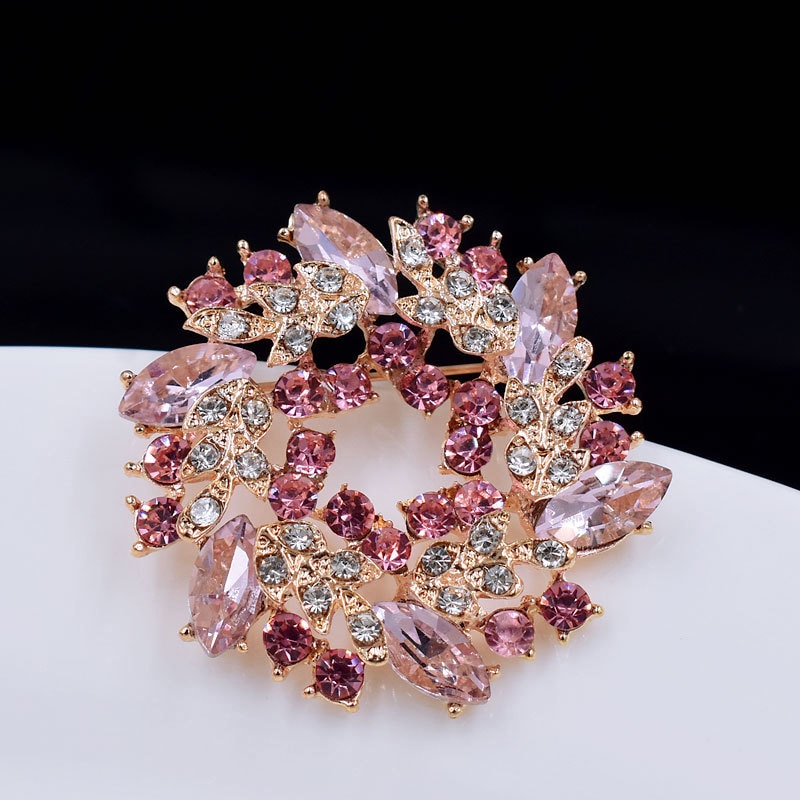 Crystal Rhinestone Redbud Bloem Broche Pin Voor Vrouwen Kleding Sjaal Gesp Kledingstuk Accessoires Mode-sieraden