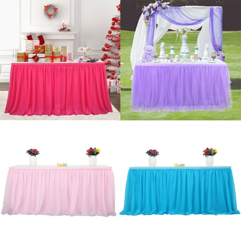 5 kleuren Tutu Tulle Tafel Rok Cover Kerst Verjaardagsfeestje Baby Shower Servies