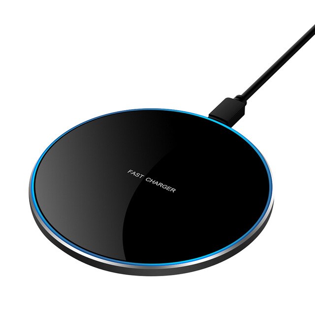 Fdgao 15w qi trådløs opladerplade til iphone 11 xs max xr  x 8 airpods pro samsung  s20 s10 s9 hurtig opladningsstation telefonoplader: Sort