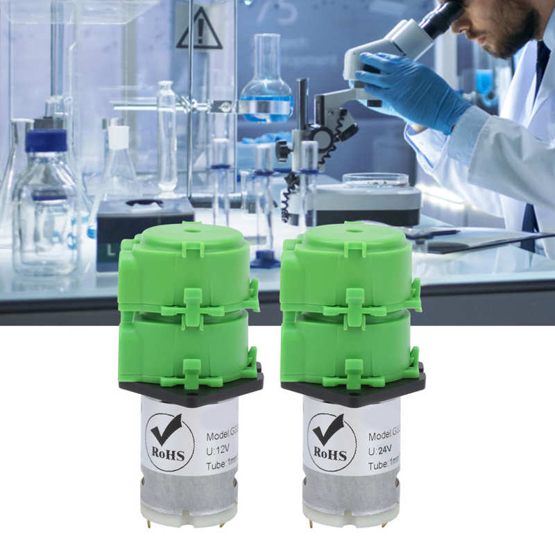 DC 12V 24V Dosing Peristaltic Water Pump Double Head Micro Liquid Circulating With 1X3mm Food Grade Silicone Tube