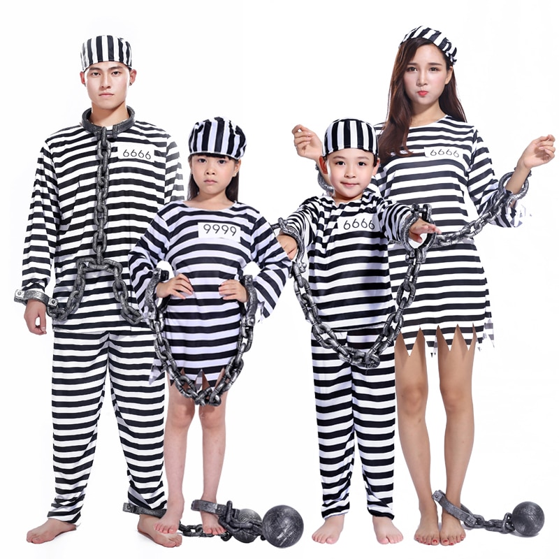 Halloween costume bloody prisoner clothes adult male prison uniform violence female child prisoners serving prison uniform