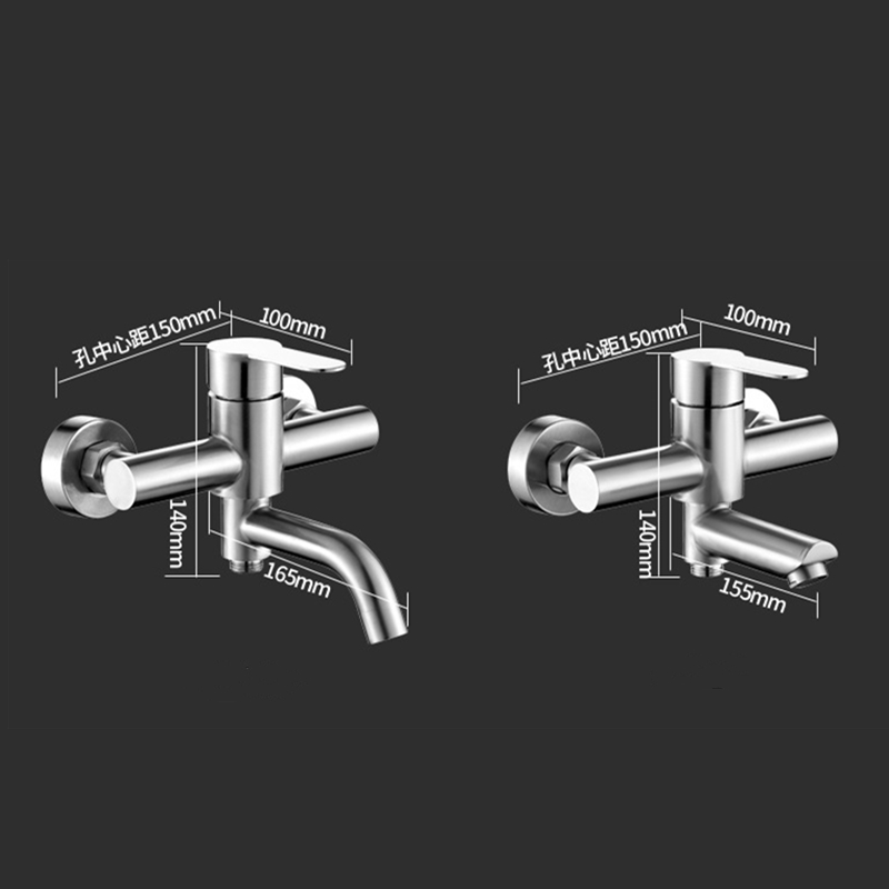 Bathroom Shower Faucets Stainless Steel Triple Bathtub Faucet Mixers Cold Mixer Valve Nozzle Tap Wall Mounted Home Accessory