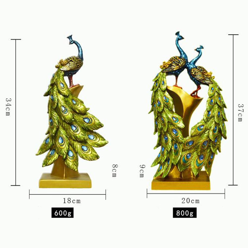 European Style Pair Peacock Home Decor Statue Decoration Hair Modern Living Room Ornaments