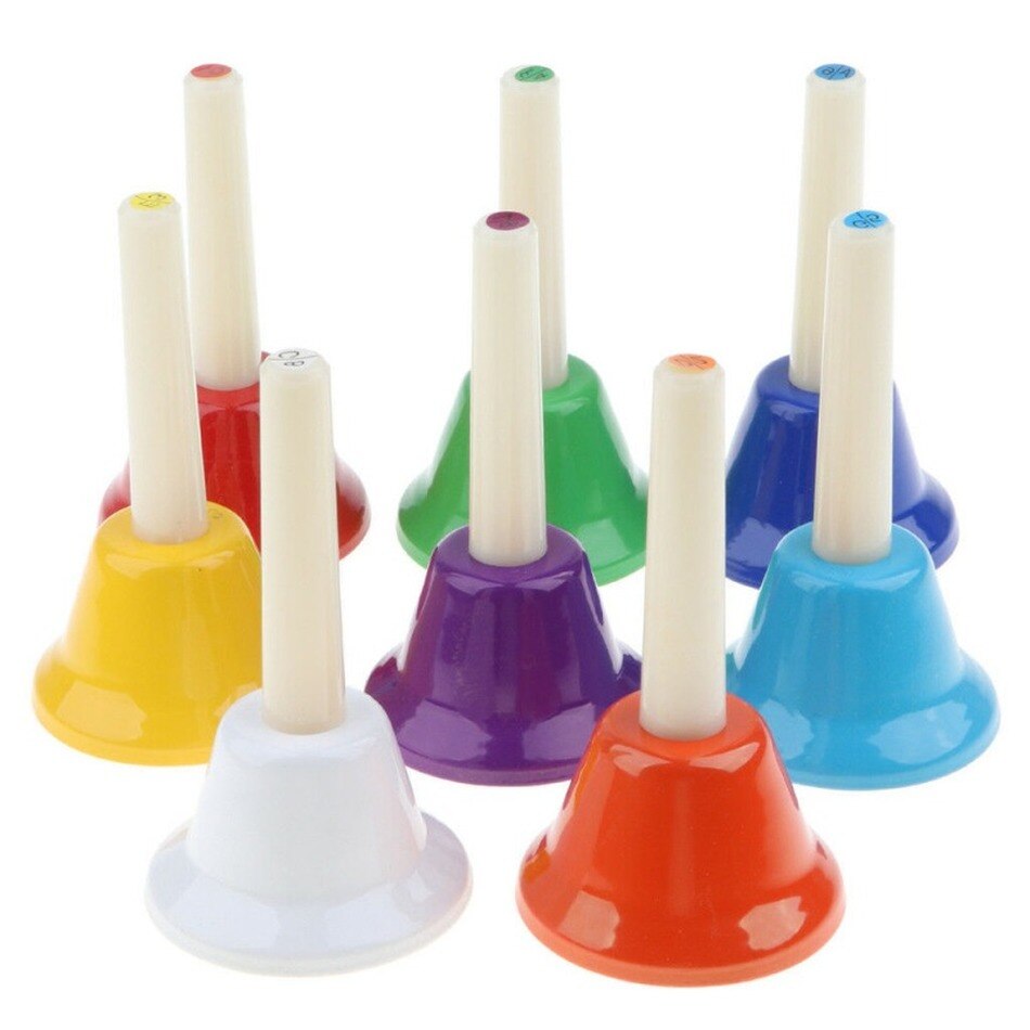 Handbell Hand Bell Acht-Tone Note Kleur Kinderen Muziek Speelgoed Slaginstrument Octaaf Klasse Bel Metalen Bel Tafelbel