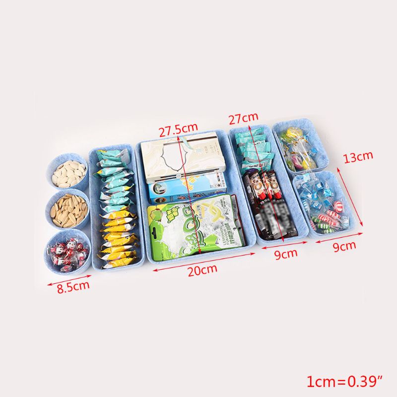 8 in 1 filt kontor skuffe arrangør bakker skuffer arrangører skraldespande skillevæg opbevaringsbakker organisator bin til makeup smykker