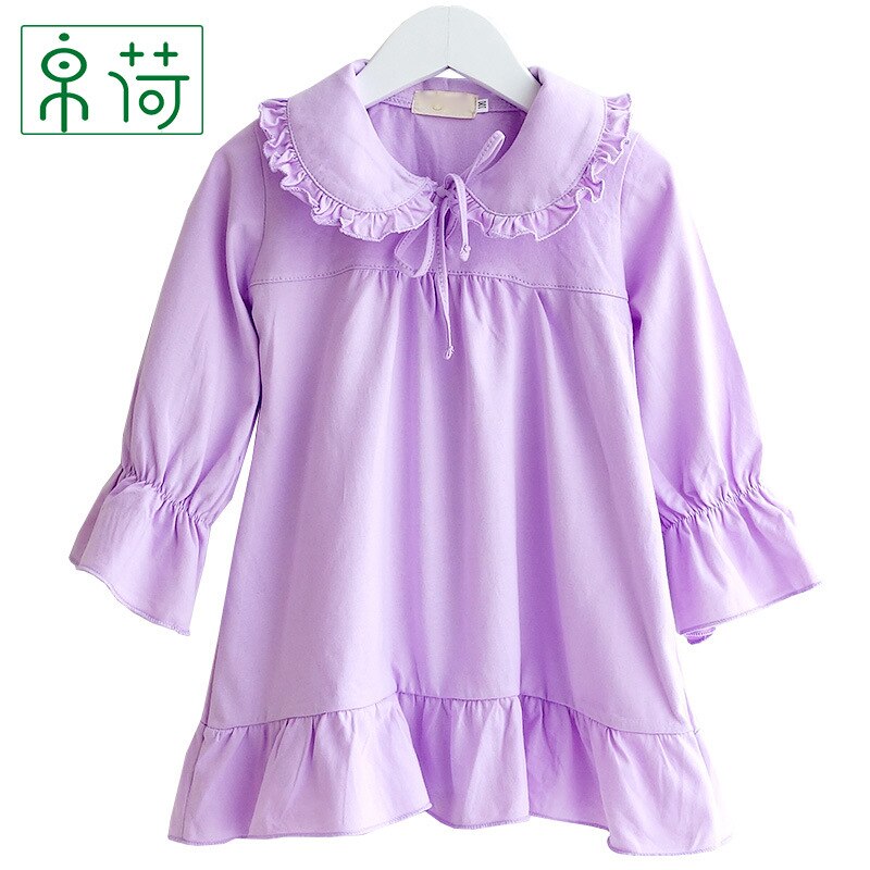 Girls Pajamas Baby Nightdress sleepwear100% Cotton Thin Long Sleeve Home Clothing Children Nightgowns 2y-14y