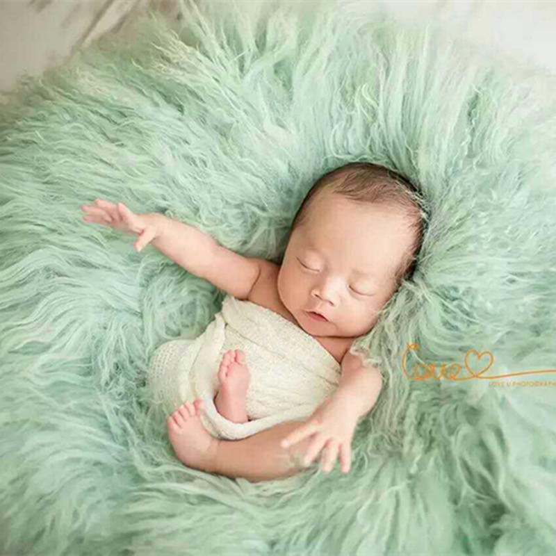 Merino Krullend Wollen Deken Pasgeboren Fotografie Props Laag Zuigeling Flokati Kleed Baby Foto Props Mand Filler Foto Achtergrond
