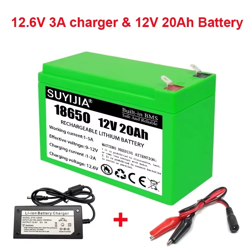 Genopladeligt Lithium Batteri 12V 20Ah 18650 3S7P - 12.6V 3A Oplader