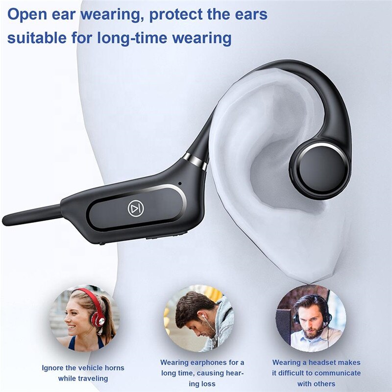 H12 Draadloze Bluetooth Beengeleiding Koptelefoon Stereo Oordopjes Sport Waterdichte Hoofdtelefoon Noise Cancellation Headset Met Microfoon