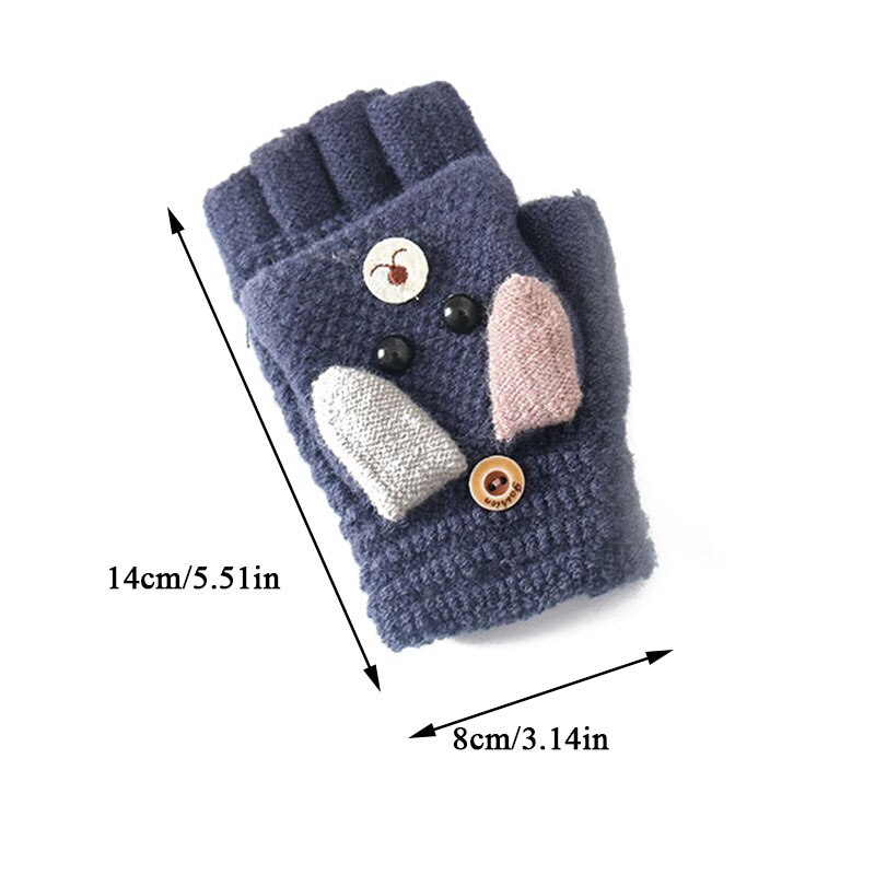 1PC urocze zwierzę ciepłe rękawiczki dla dzieci kreskówka rękawiczki z dzianiny imitacja kaszmiru zimowe ciepłe miękkie zagęścić pół palca rękawiczki
