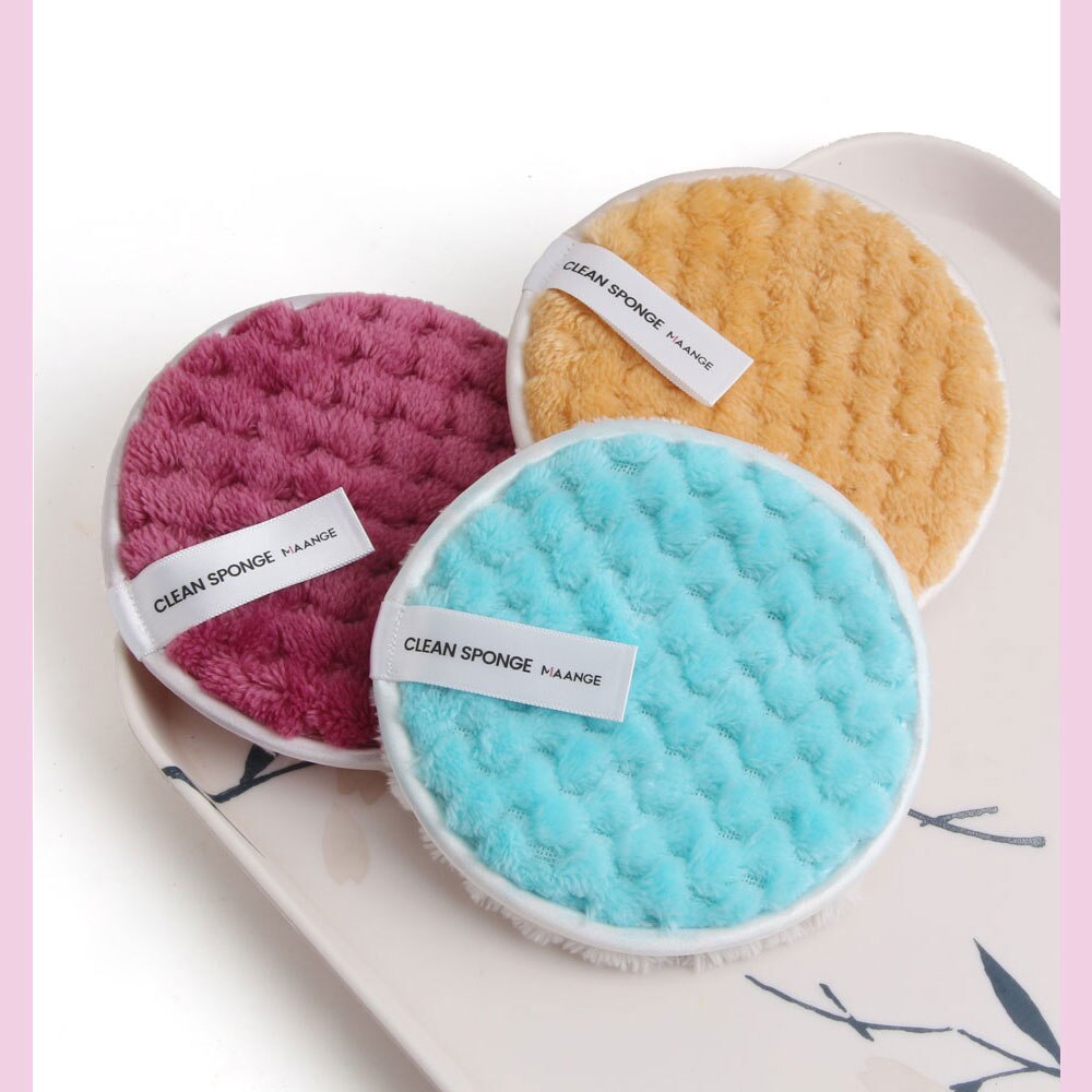1PC Double-sided Reusable Sponge Puff Colorful Cosmetic Removal Face Washing Cleaner Puff Women Makeup Accessories
