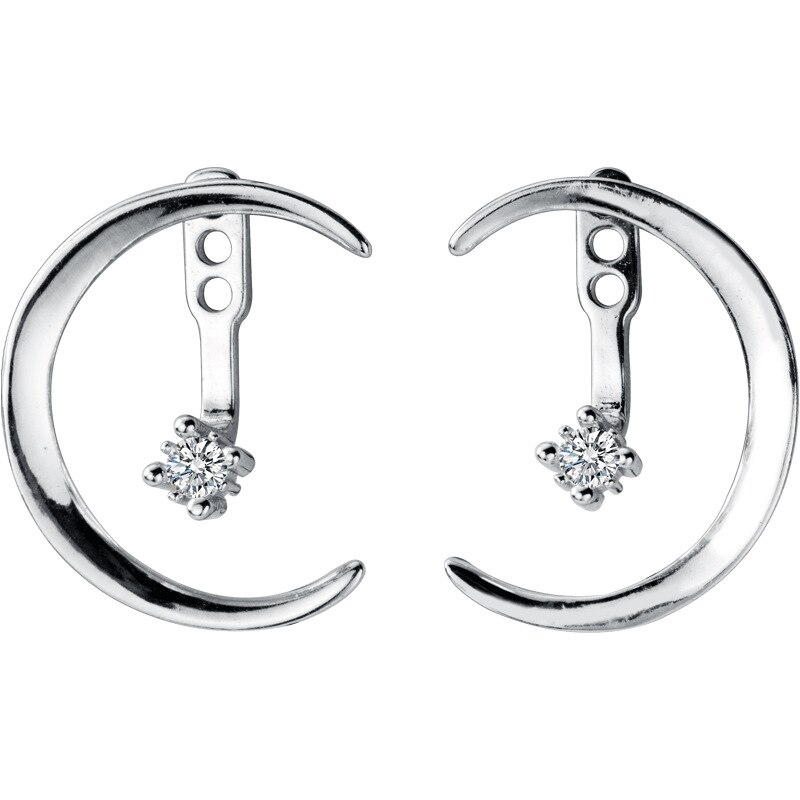 Mloveacc authentic 925 sterling real prata lua forma com único cz brincos para festa feminino jóias