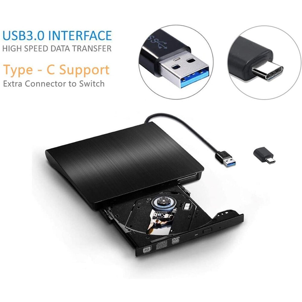 Externe Cd Dvd Drive, usb C Schrijver Type C Usb 3.0 Cd Dvd Ram Brander Combo High Speed Re-Writer Voor Laptop Notebook pc Desktop